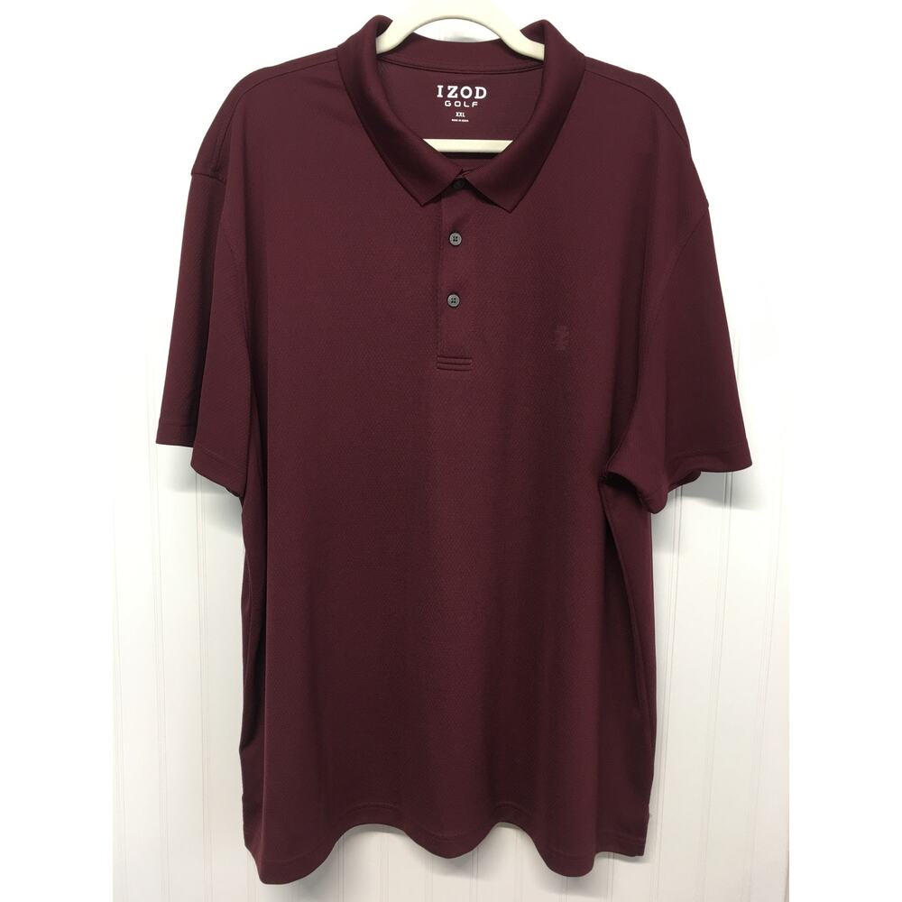 IZOD Golf Mens XL Burgundy Polo Shirt Short Sleeve Performance Casual